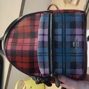 Plaid mini coach backpack